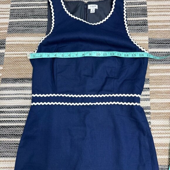 J. Crew Womens Sleeveless Rickrack Trim Sheath Suiting Dress Navy Blue Size 6 - Picture 10 of 16